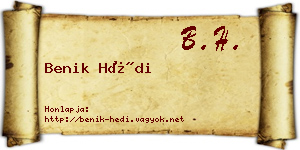 Benik Hédi névjegykártya